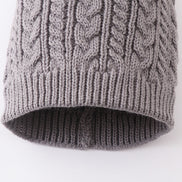 Grey cable knit pom pom beanie hat baby toddler adult