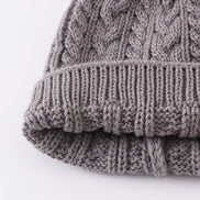 Grey cable knit pom pom beanie hat baby toddler adult