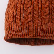 Rust cable knit pom pom beanie hat baby toddler adult