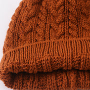 Rust cable knit pom pom beanie hat baby toddler adult
