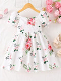 Girls' Garden Floral Puff Sleeve Dress - Little Janey Shop