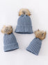 Slate knit pom pom beanie hat baby toddler adult
