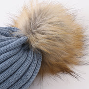 Slate knit pom pom beanie hat baby toddler adult