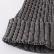 Grey knit pom pom beanie hat baby toddler adult