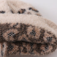 Beige leopard beanie hat toddler adult