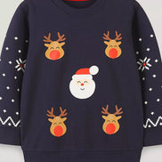Children's Christmas Reindeer & Santa Round Neck Sweatshirt - Little Janey Shop