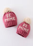Pink BE MINE knit beanie pom pom hat