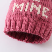 Pink BE MINE knit beanie pom pom hat