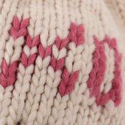 Cream XOXO knit beanie pom pom hat