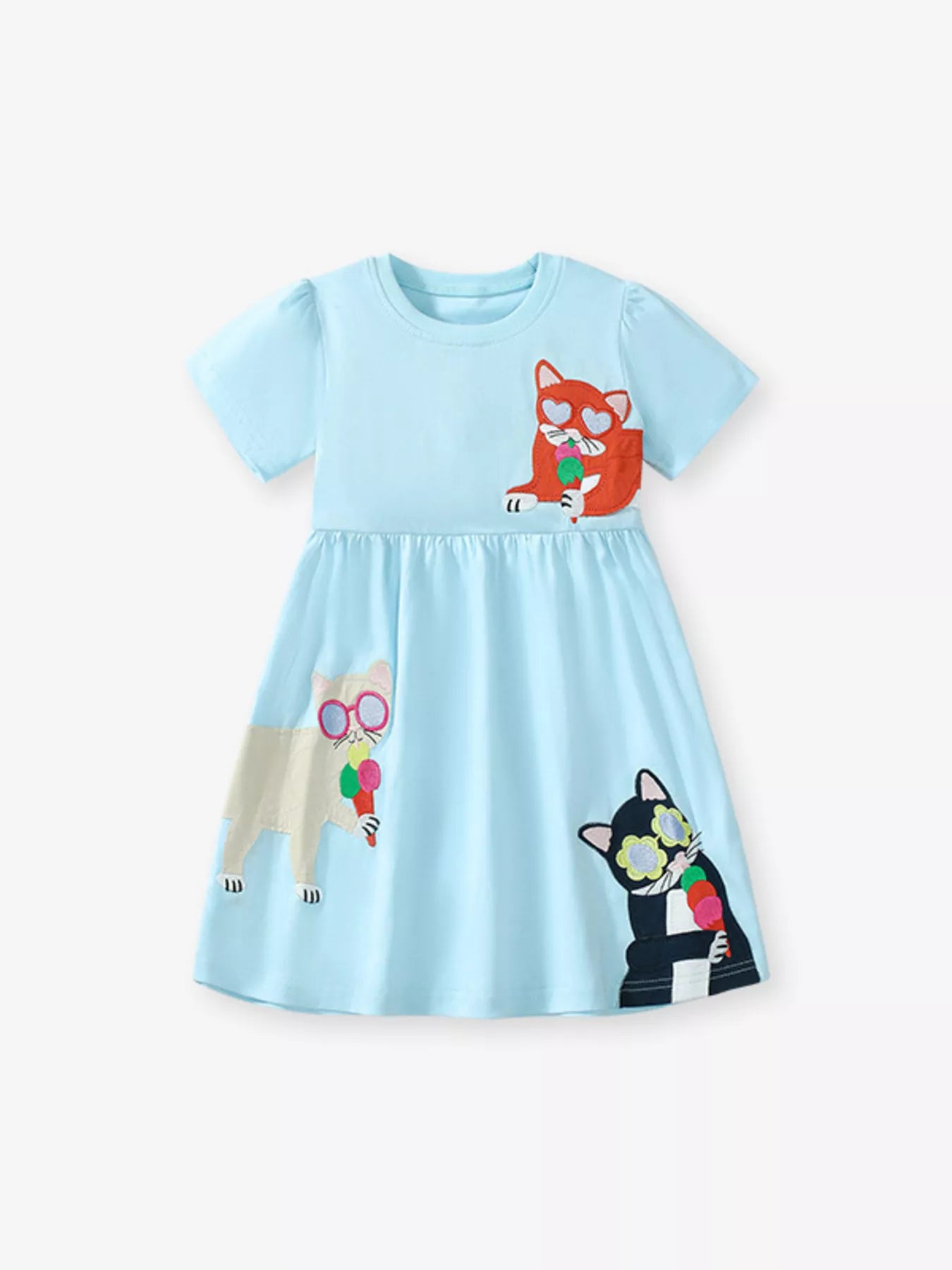 Children's Striped Cartoon Animal Print Casual Dress - Little Janey Shop