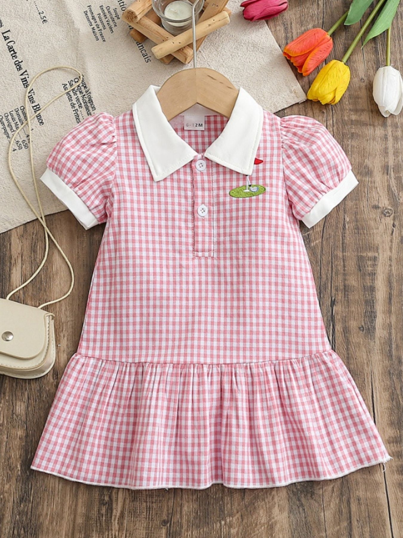 Children's Gingham Ruffle Hem Polo Dress - Little Janey Shop