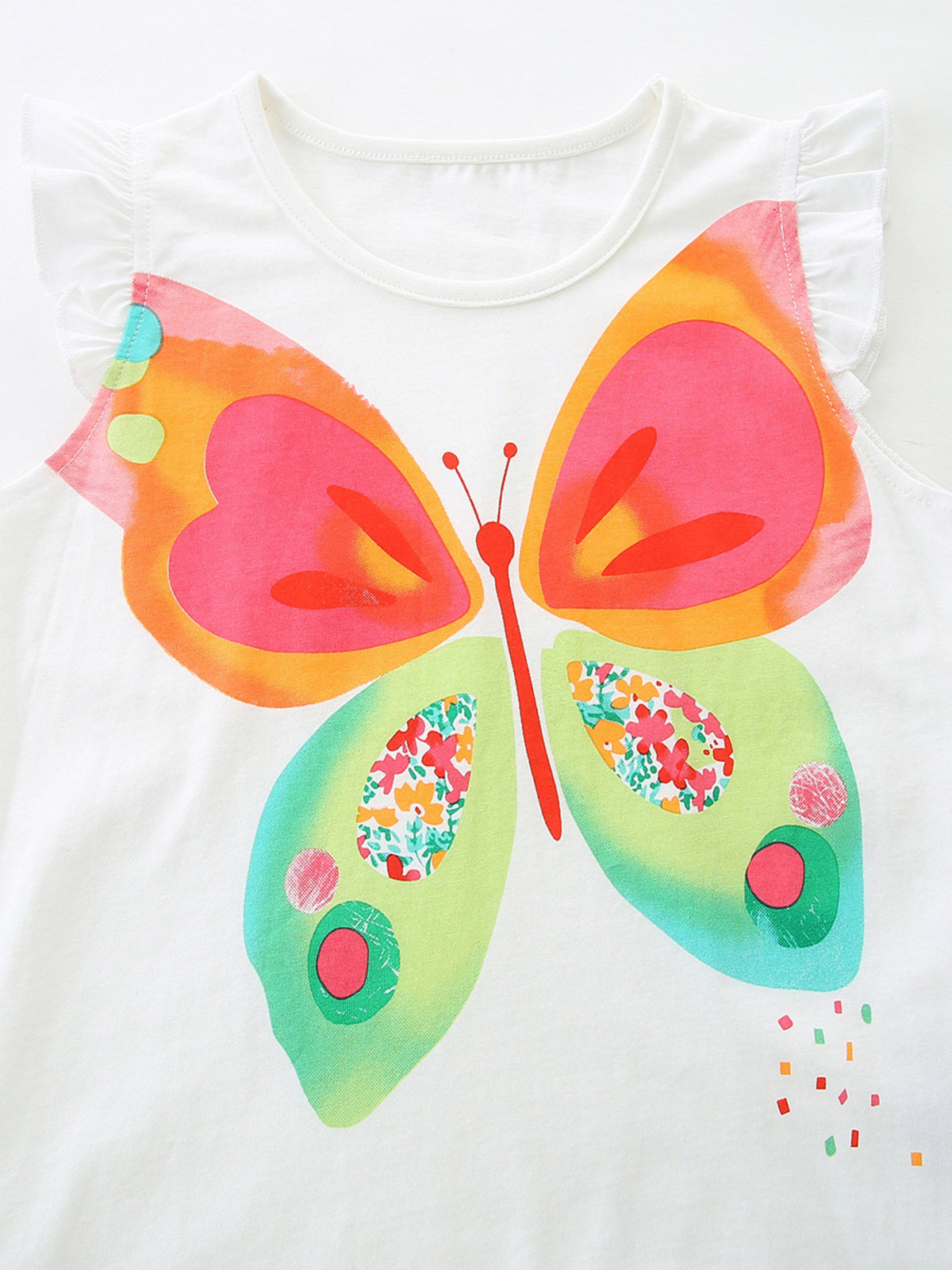 Children's Butterfly Graphic Ruffle Sleeve T-Shirt - Little Janey Shop