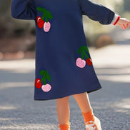 Children's Cherry Appliqued Long Sleeve Dress - Little Janey Shop