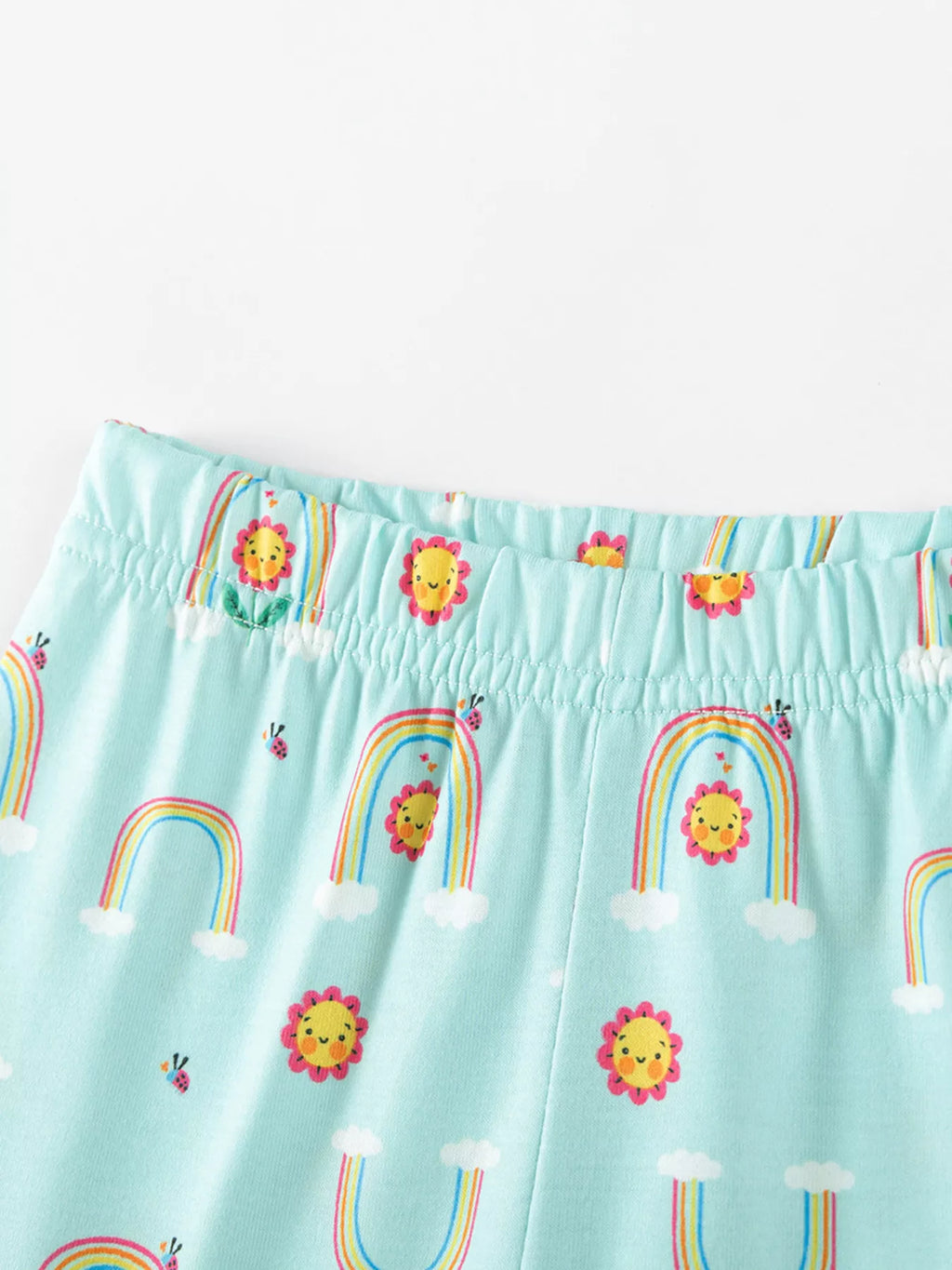 Children's Flower Appliqué Top & Rainbow Print Capri Set - Little Janey Shop