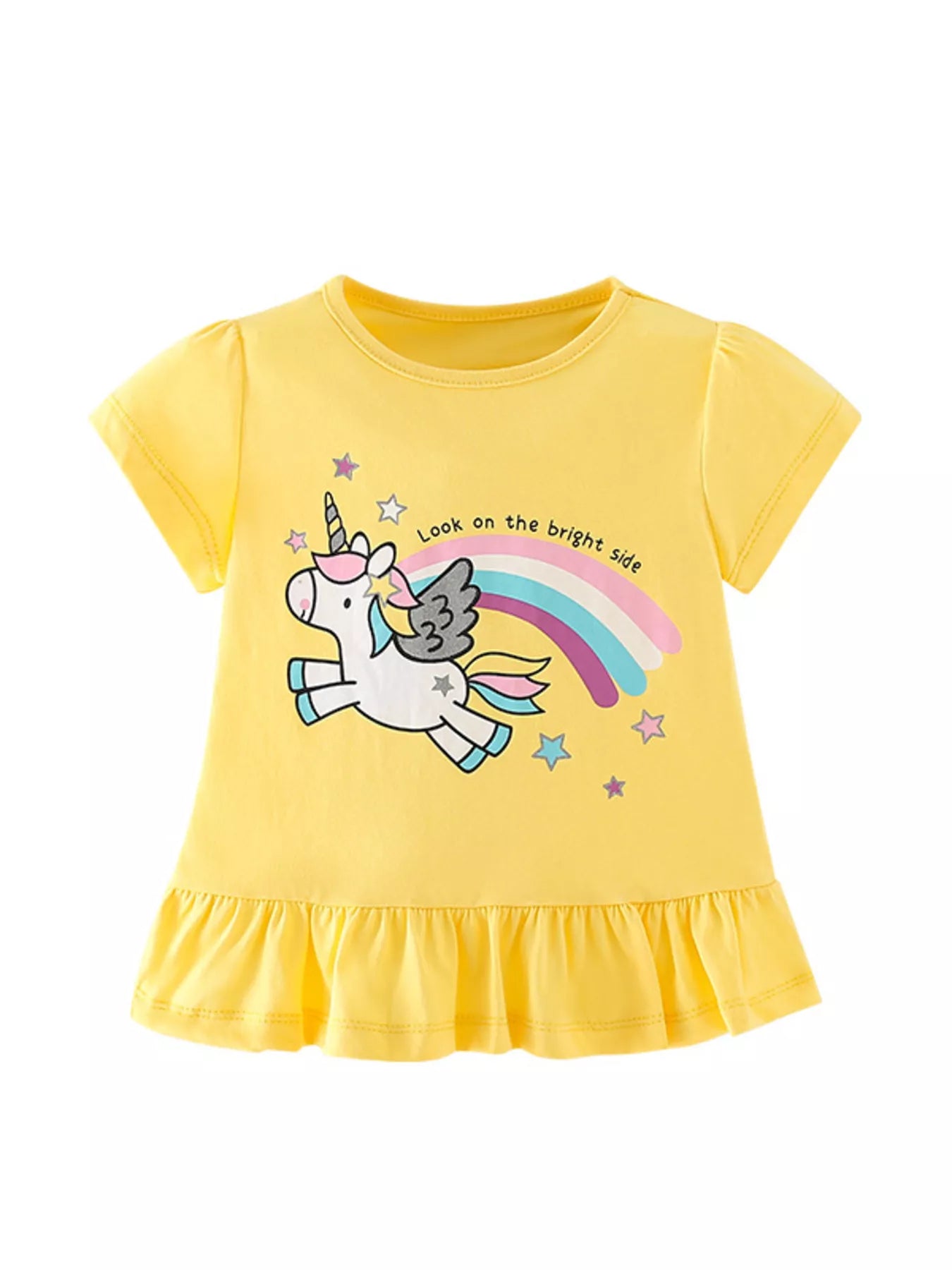 Children's Unicorn Graphic Ruffle Hem T-Shirt - Little Janey Shop