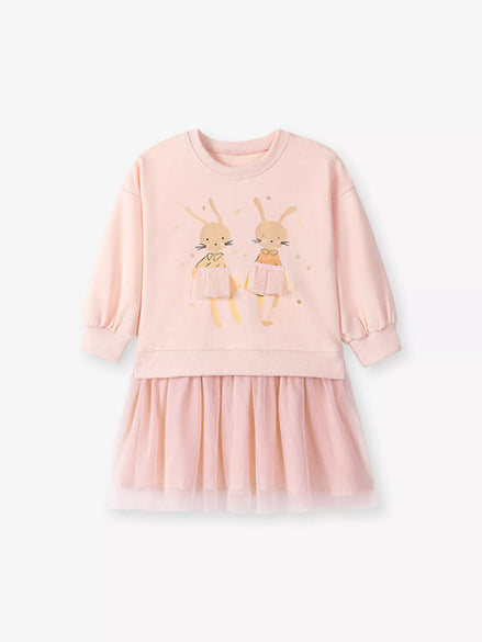 Children's Bunny Tulle Layered Dress - Little Janey Shop