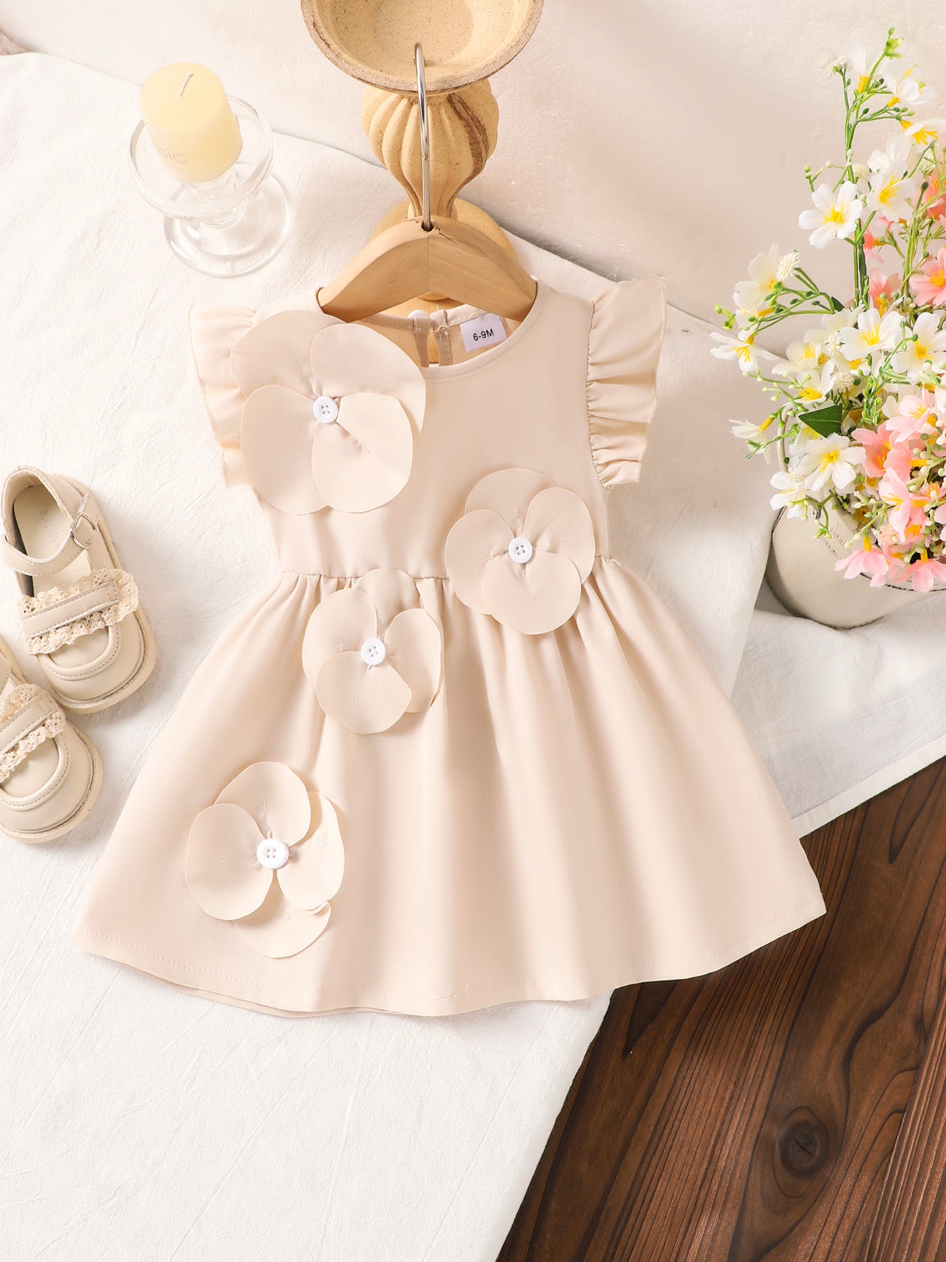 Girls' Flower Ruffle Sleeve Dress – Special Occasions - Little Janey Shop