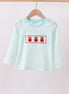 Blue bear embroidery top
