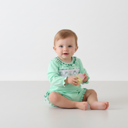 Green embroidery ruffle bubble