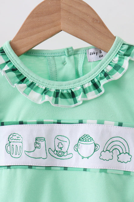 Green embroidery ruffle bubble
