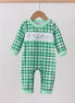 Green parade embroidery gingham romper