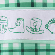 Green parade embroidery gingham romper