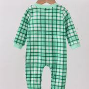 Green parade embroidery gingham romper