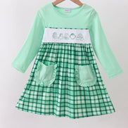 Green parade embroidery gingham dress