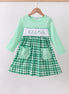 Green parade embroidery gingham dress
