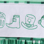 Green parade embroidery gingham dress