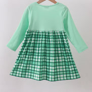 Green parade embroidery gingham dress