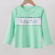 Green parade embroidery top