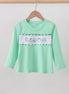 Green parade embroidery top