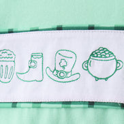 Green parade embroidery ruffle gingham pants set
