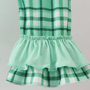 Green parade embroidery ruffle gingham pants set