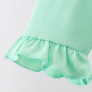 Green parade embroidery ruffle gingham pants set