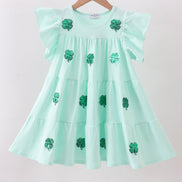 Mint clover sequin ruffle tiered dress
