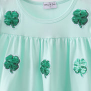 Mint clover sequin ruffle tiered dress