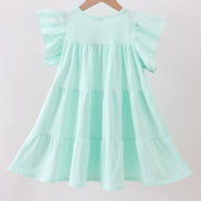 Mint clover sequin ruffle tiered dress