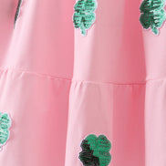 Pink clover sequin ruffle tiered dress