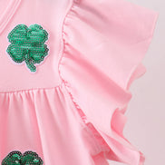 Pink clover sequin ruffle tiered dress