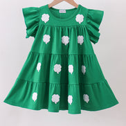 Green clover sequin ruffle tiered dress
