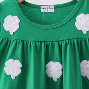 Green clover sequin ruffle tiered dress