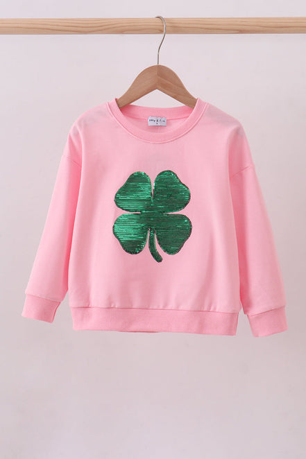 Pink clover glitter mom&me top