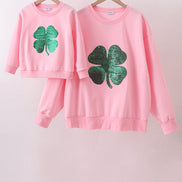 Pink clover glitter mom&me top