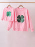 Pink clover glitter mom&me top