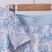Blue bunny egg bamboo pajama shorts set