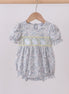 Floral bunny smocked bubble