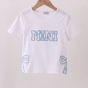 White MAMA bow applique mom&me top