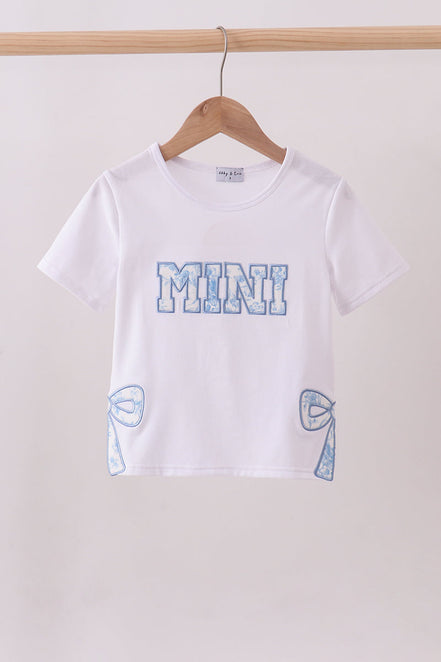 White MAMA bow applique mom&me top